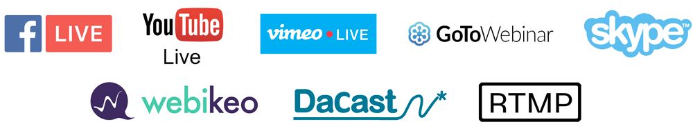 Plateformes de streaming, webinaire et réseaux sociaux Facebook Live, Youtube Live, Vimeo Live, GotoWebinar, Skype, Webikeo, DaCast, RTMP